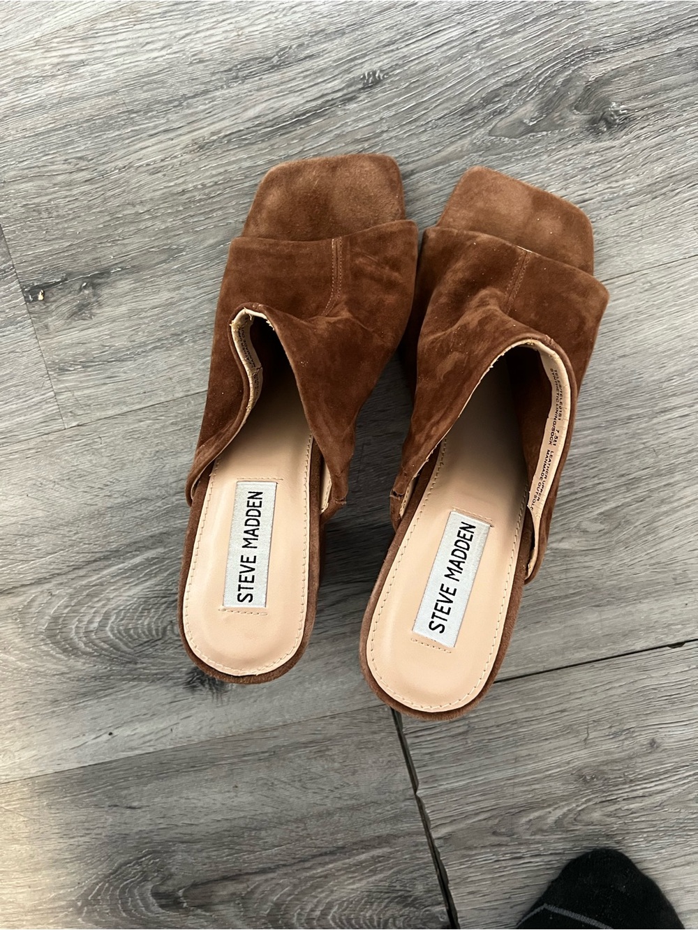 Steve Madden Brown Suede Slide Mules